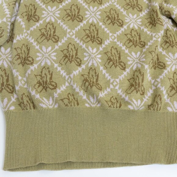 Simple Retro Green Collared Sweater Wool Blend Floral ASO The Recruit Hannah - Picture 10 of 14